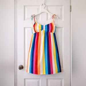 Girls Rainbow Stripe Tie-Shoulder Dress